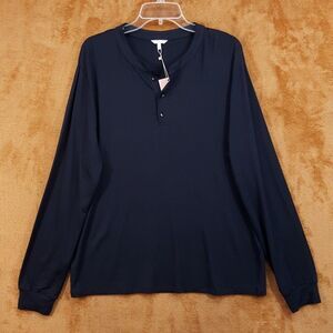 EBERJEY Sleep Shirt Mens Medium Black Henley Modal Lux HENRY Pajama PJs